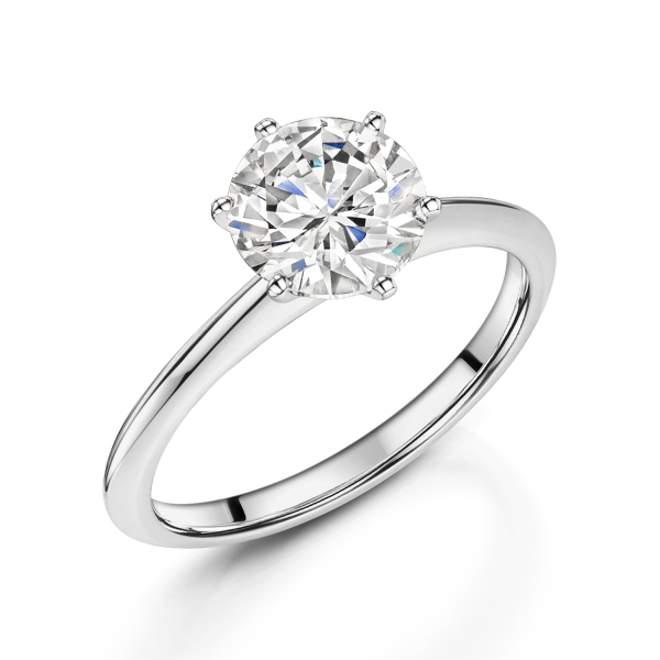 Brilliant Lab Grown Diamond Six Claw Ring in Platinum