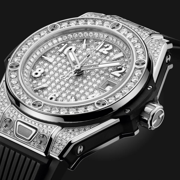 Hublot One Click Steel Full Pave 33mm Watch  485.SX.9000.RX.1604