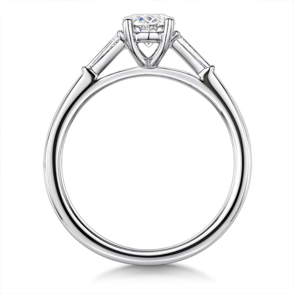 ROX Oval and Baguette Cut Diamond Ring in Platinum