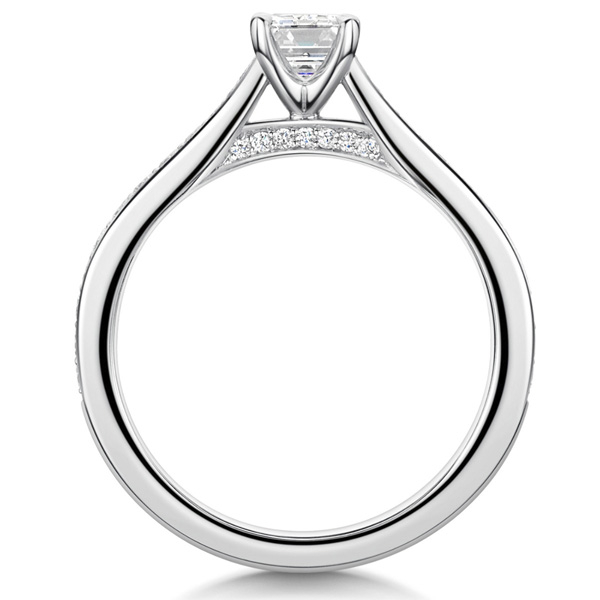 ROX Adore Diamond Emerald Cut Diamond Pave Ring in Platinum