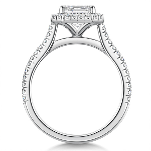 ROX Love Radiant Cut Diamond Halo Ring in Platinum