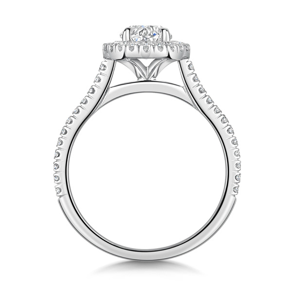 ROX Love Oval Cut Diamond Halo Ring in Platinum