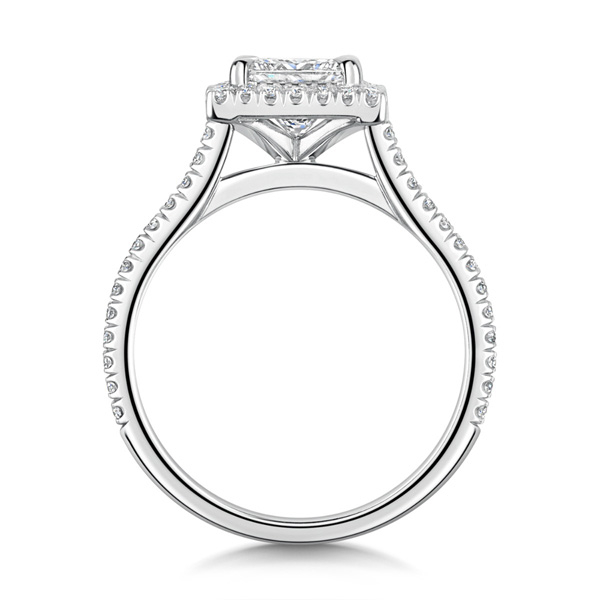 ROX Love Princess Cut Diamond Halo Ring in Platinum