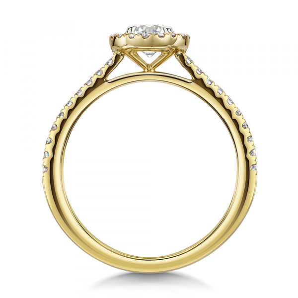 ROX Brilliant Cut Diamond Halo Ring in Yellow Gold