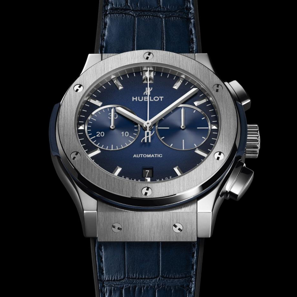 Hublot Classic Fusion Chronograph Titanium Blue 45mm Watch 521.NX.7170.RX