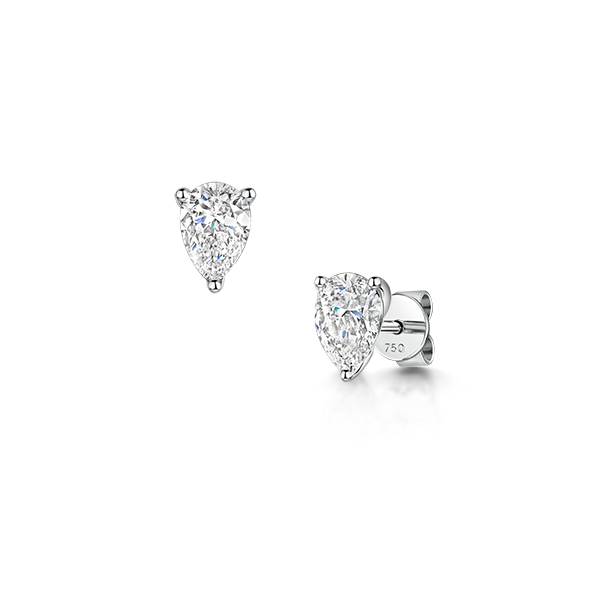 ROX Honour Pear Cut Diamond Earrings in White Gold
