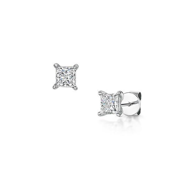 ROX Honour Princess Cut Diamond Earrings in White Gold