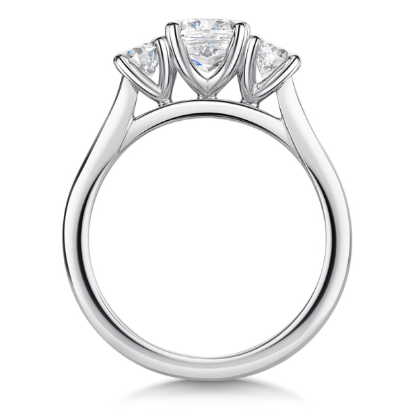 ROX Honour Cushion & Brilliant Cut Diamond Ring in Platinum
