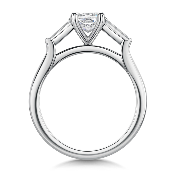 ROX Princess and Baguette Diamond Ring in Platinum