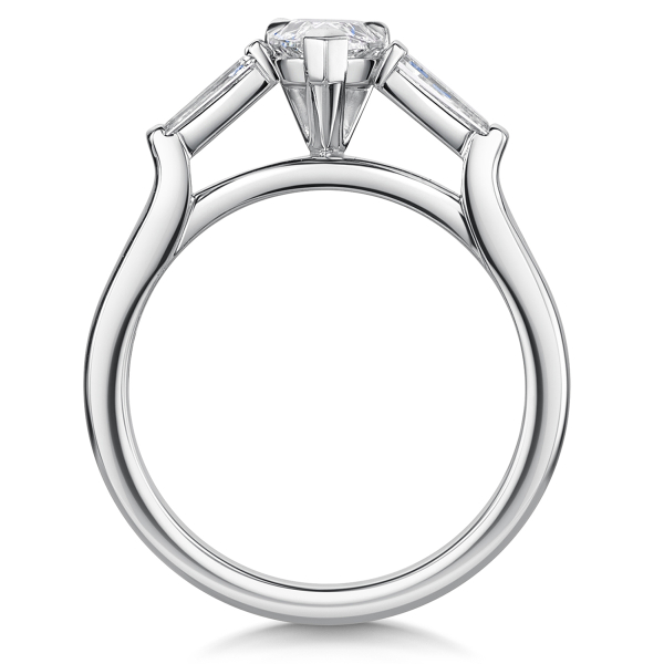 ROX Pear and Baguette Diamond Ring in Platinum