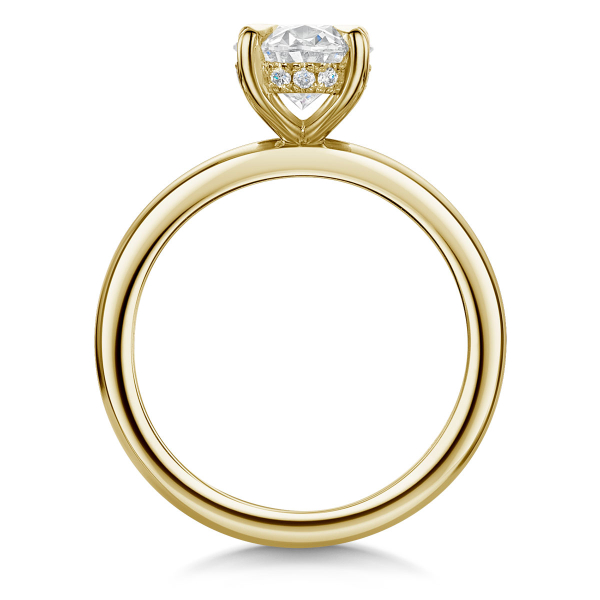 Hidden Halo Oval Lab Grown Diamond Ring in 18ct Yellow Gold 