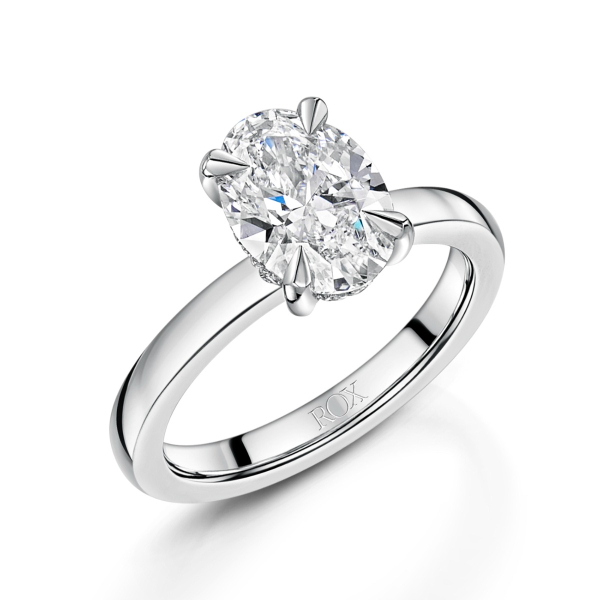 Oval Cut Lab Grown Diamond Hidden Halo Ring in Platinum