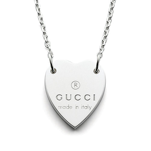 Gucci Trademark Sterling Silver Heart Necklace YBB22351200100U