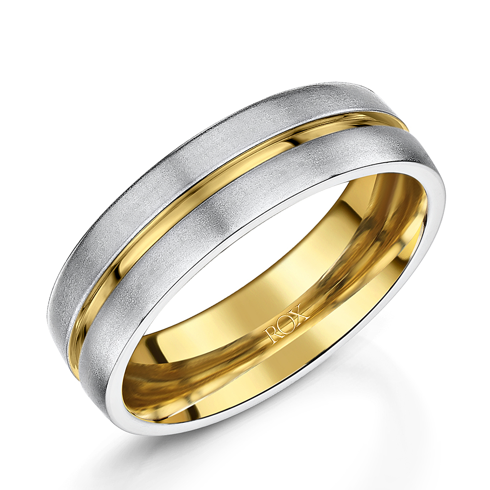 ROX Platinum & Yellow Gold Wedding Ring 6mm