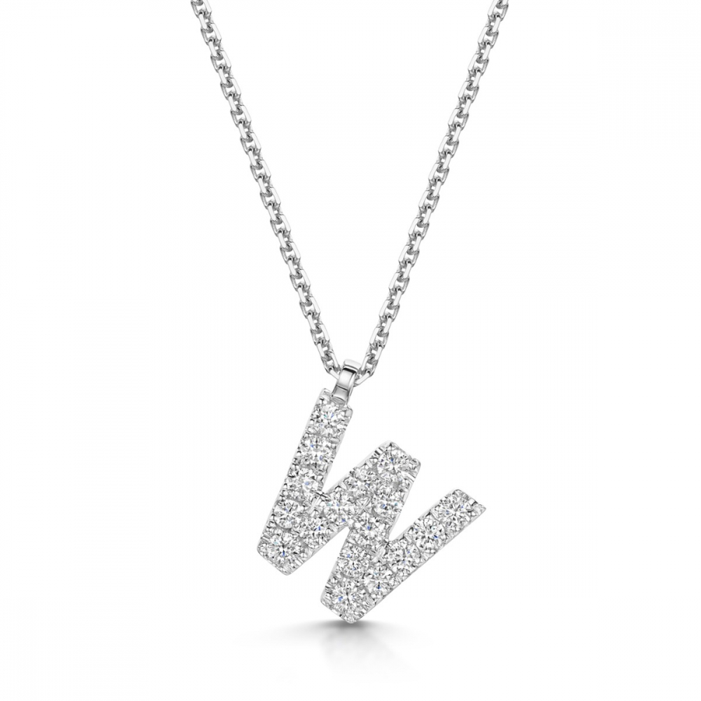 ROX White Gold Initial W Necklace 0.41ct