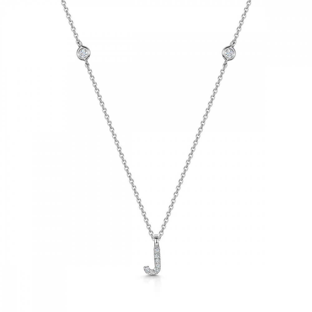ROX White Gold Diamond Initial Necklace A-Z available