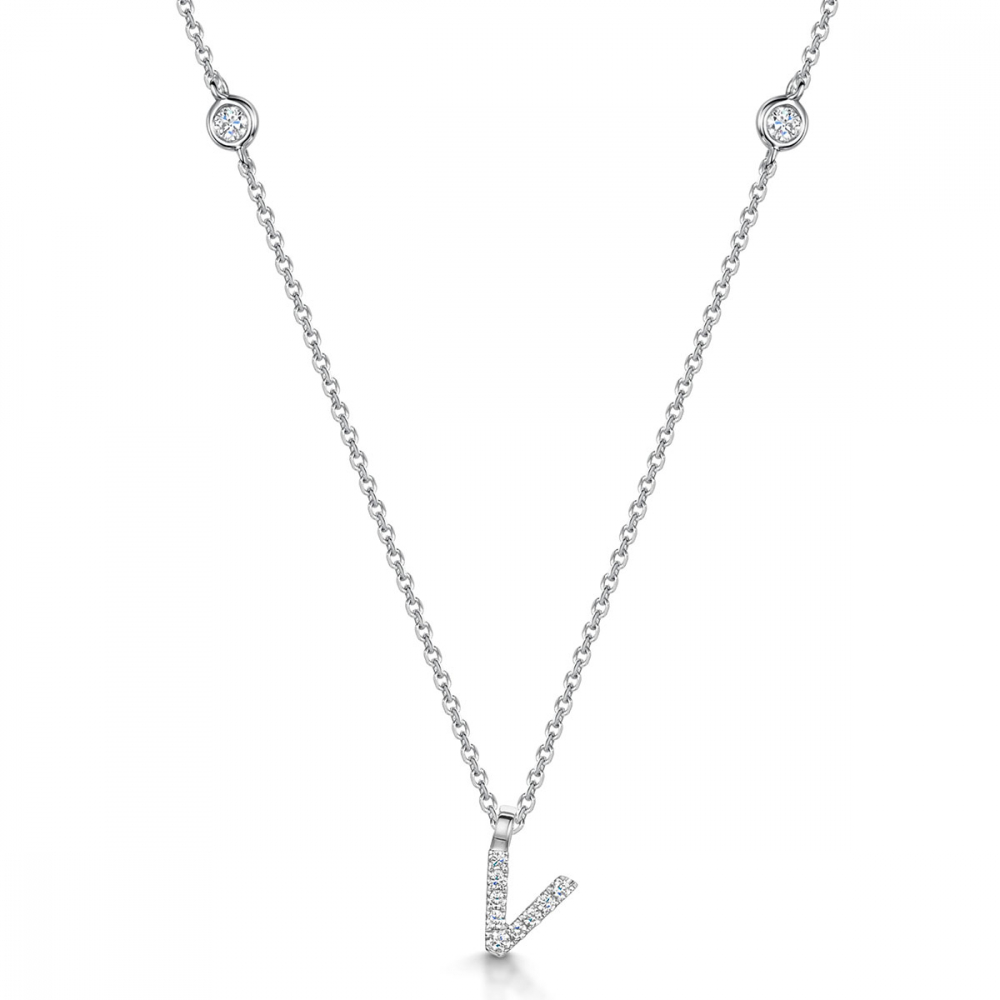 white gold v necklace