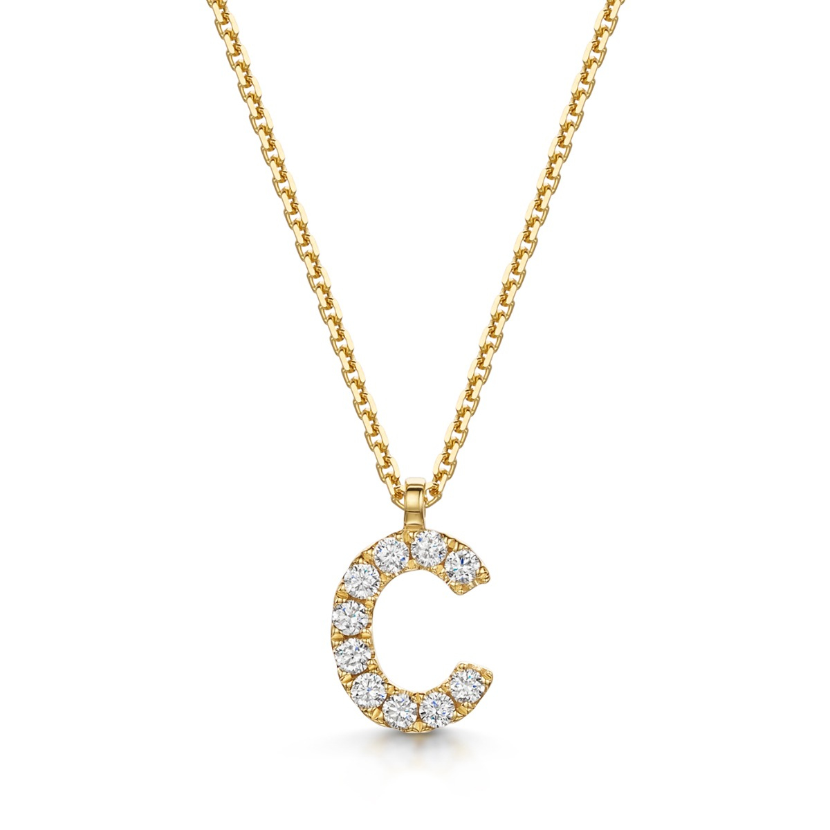 Yellow Gold Initial C Necklace