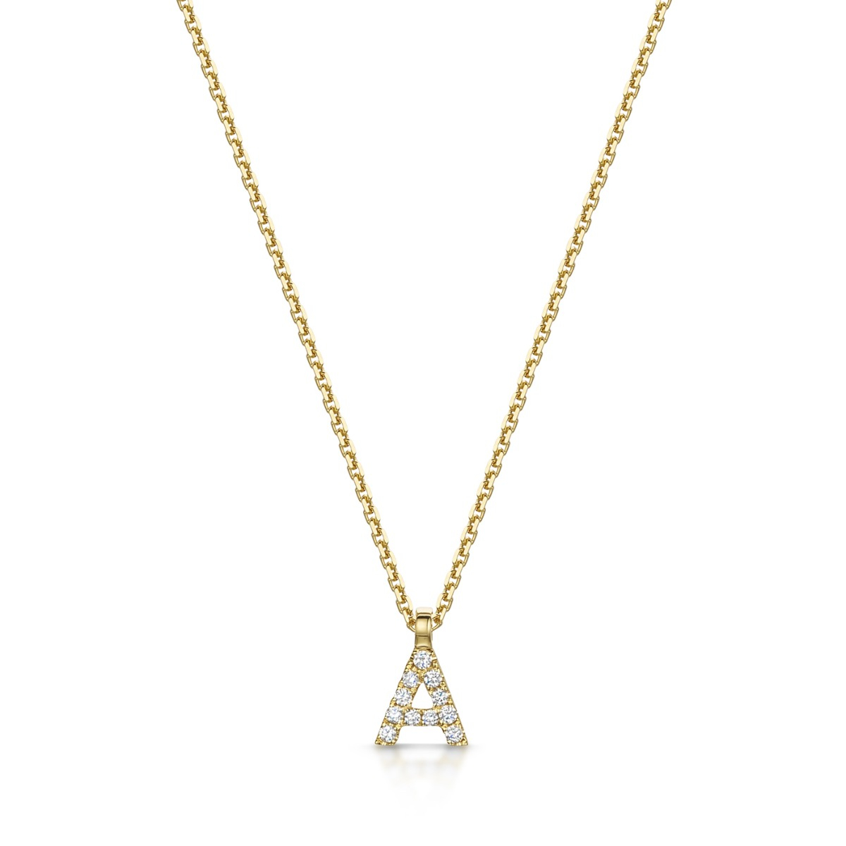 ROX Yellow Gold Diamond Initial Necklace A-Z available